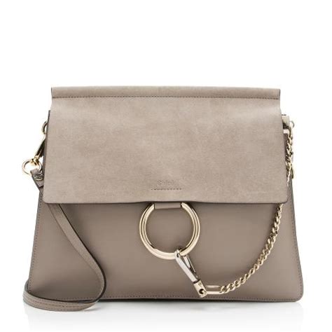 CHLOE Calfskin Suede Medium Faye Shoulder Bag Deep Forest 